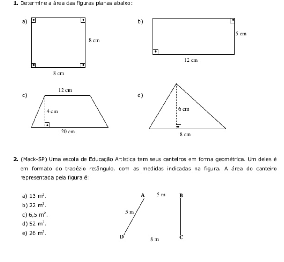 Áreas figuras planas.